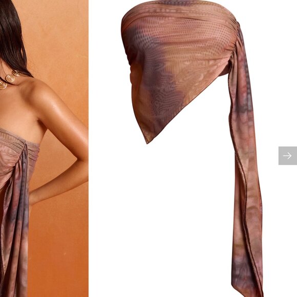 PLT Multi Blurred Print Mesh Bandeau Beach Set - Picture 5 of 5